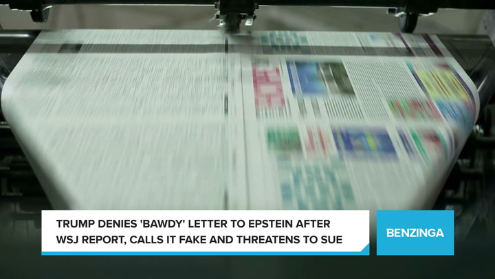 'Video thumbnail for Trump Denies 'Bawdy' Letter to Epstein After WSJ Report, Calls It Fake And Threatens to Sue'