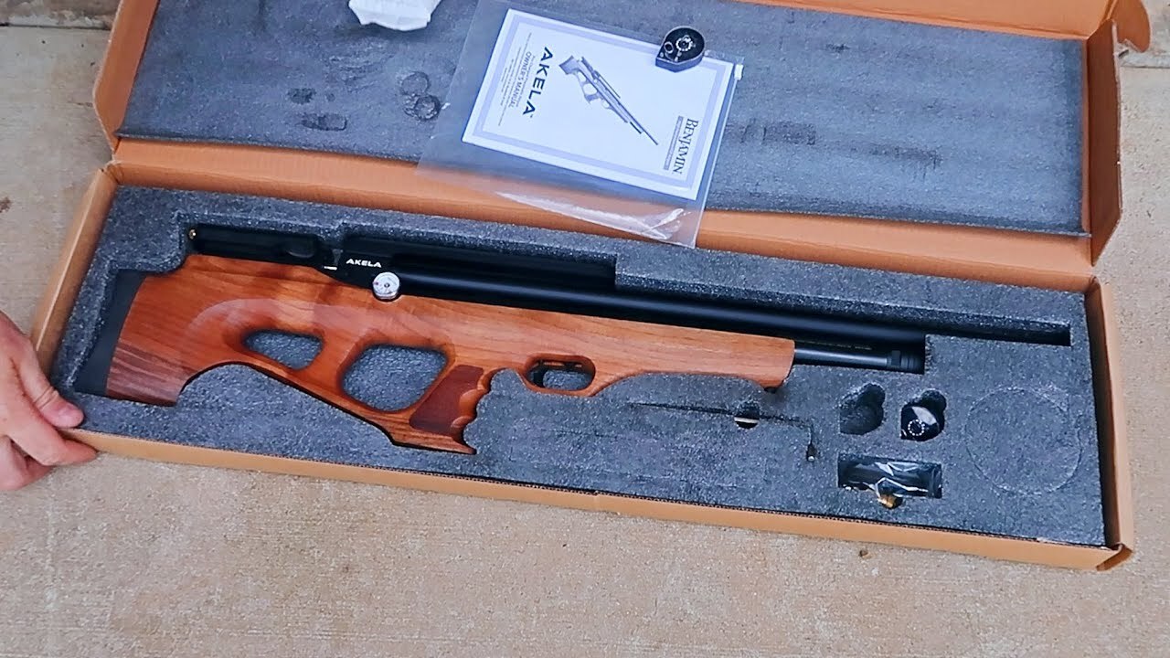 Video thumbnail for Benjamin Akela Bullpup 22Cal Multi Shot Side Lever Hunting AirRifle