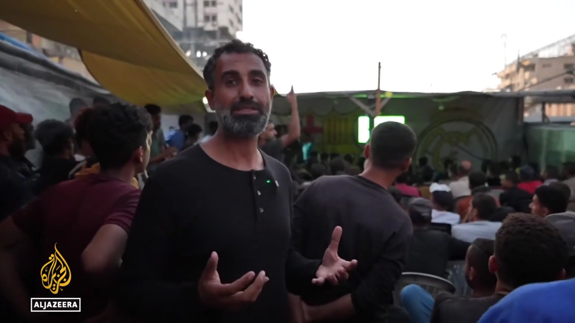 'Video thumbnail for Gaza cafe rebuilt from rubble brings football fans together for La Liga’s El Clasico'