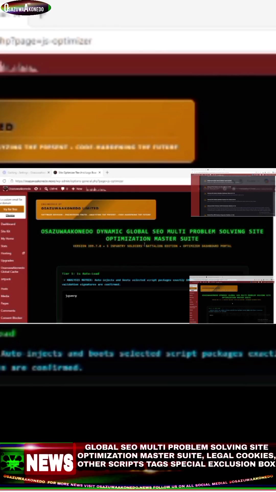 Video thumbnail for Global SEO Multi Problem Solving Site Optimization Master Suite, Legal Cookies, Other Scripts Tags Special Exclusion Box