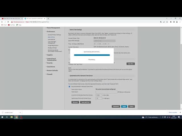 Video thumbnail for How to sync date and time on Hp Color LaserJet Pro / Sync time with computer on Hp LaserJet Pro