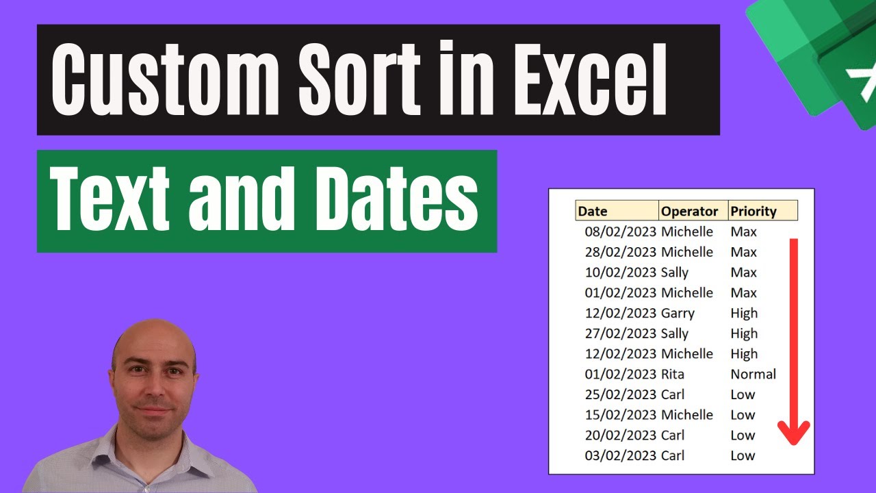 Video thumbnail for Custom Sort in Excel - Text and Dates