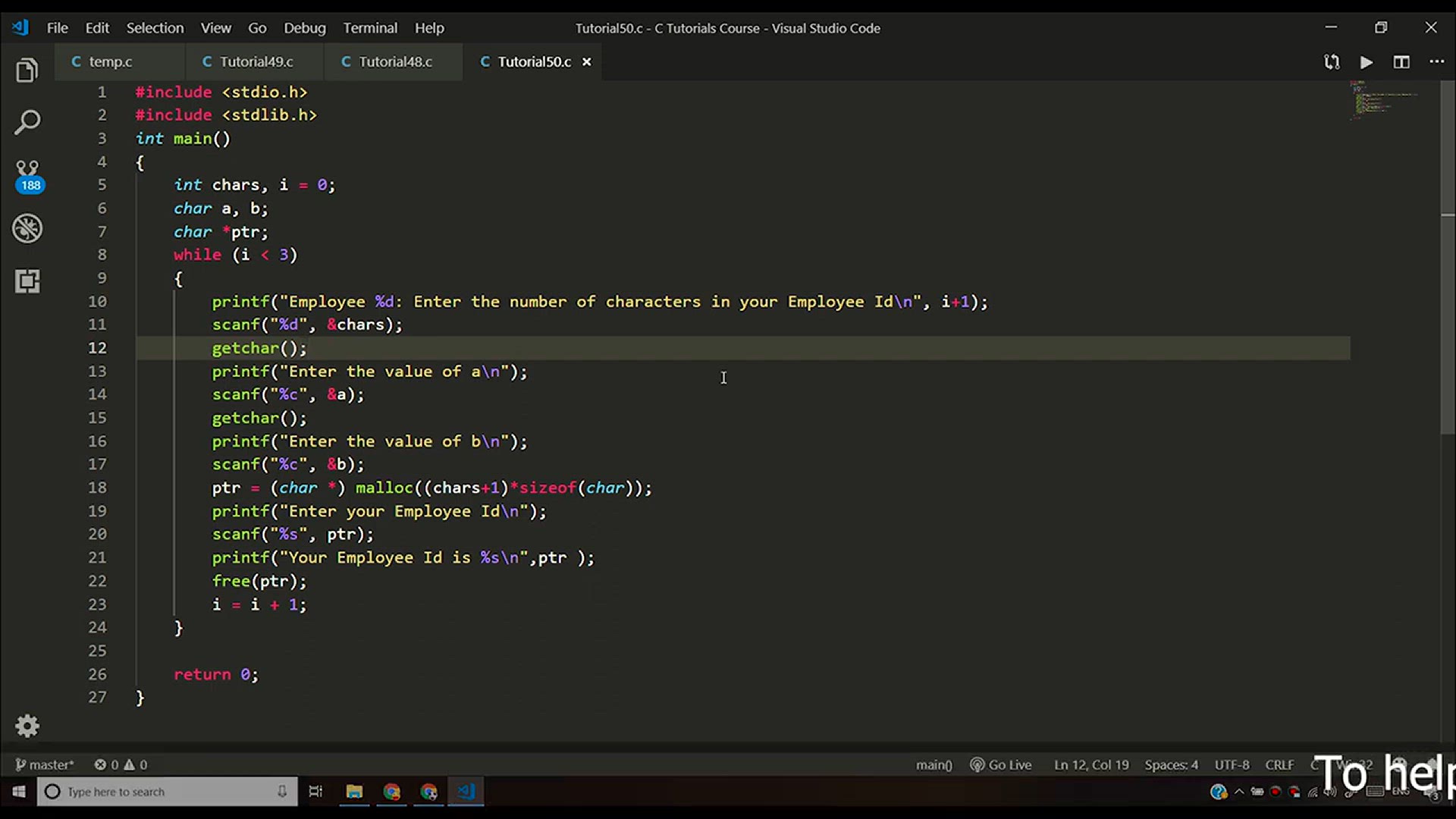 'Video thumbnail for Coding Rock, Paper, Scissors In C Exercise 9_ C Tutorial In Hindi #51'