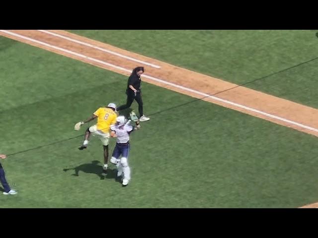 Video thumbnail for Caleb Wilson throws the ceremonial first pitch before Sunday's Bananas game at Kenan Stadium. #UNC
