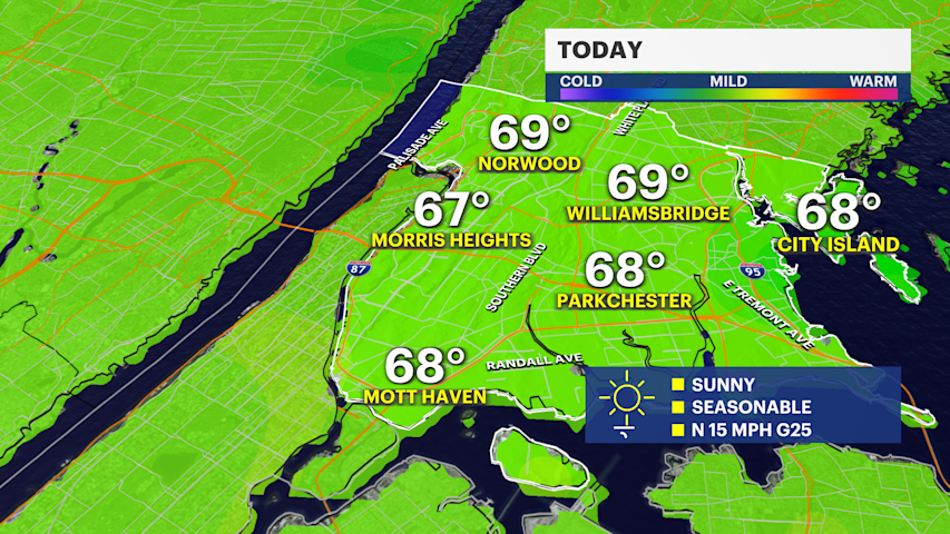Video thumbnail for Seasonable, breezy and a dry stretch in the Bronx this week