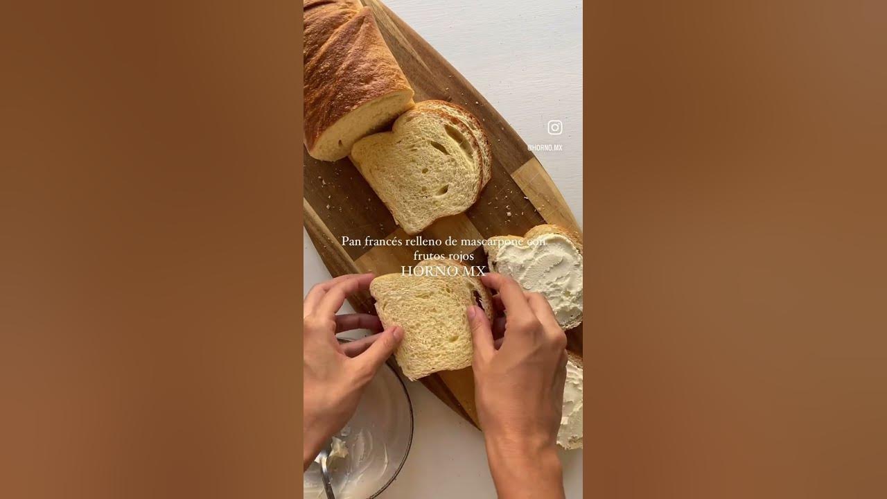 Video thumbnail for Pan francés relleno de mascarpone con frutos rojos Horno MX #shorts #receta #postre #desayuno