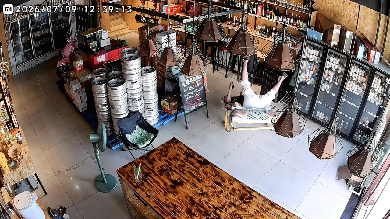Video thumbnail for Man’s Laugh Ends in Tumble from Rocking Chair