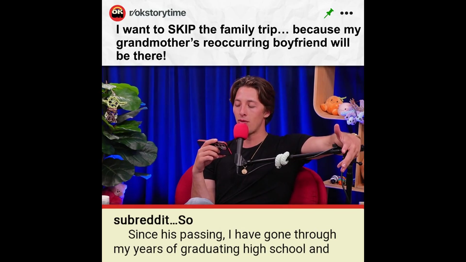 'Video thumbnail for I want to SKIP the family trip… because my grandmother’s reoccurring boyfriend will be there!  | Reddit Stories'
