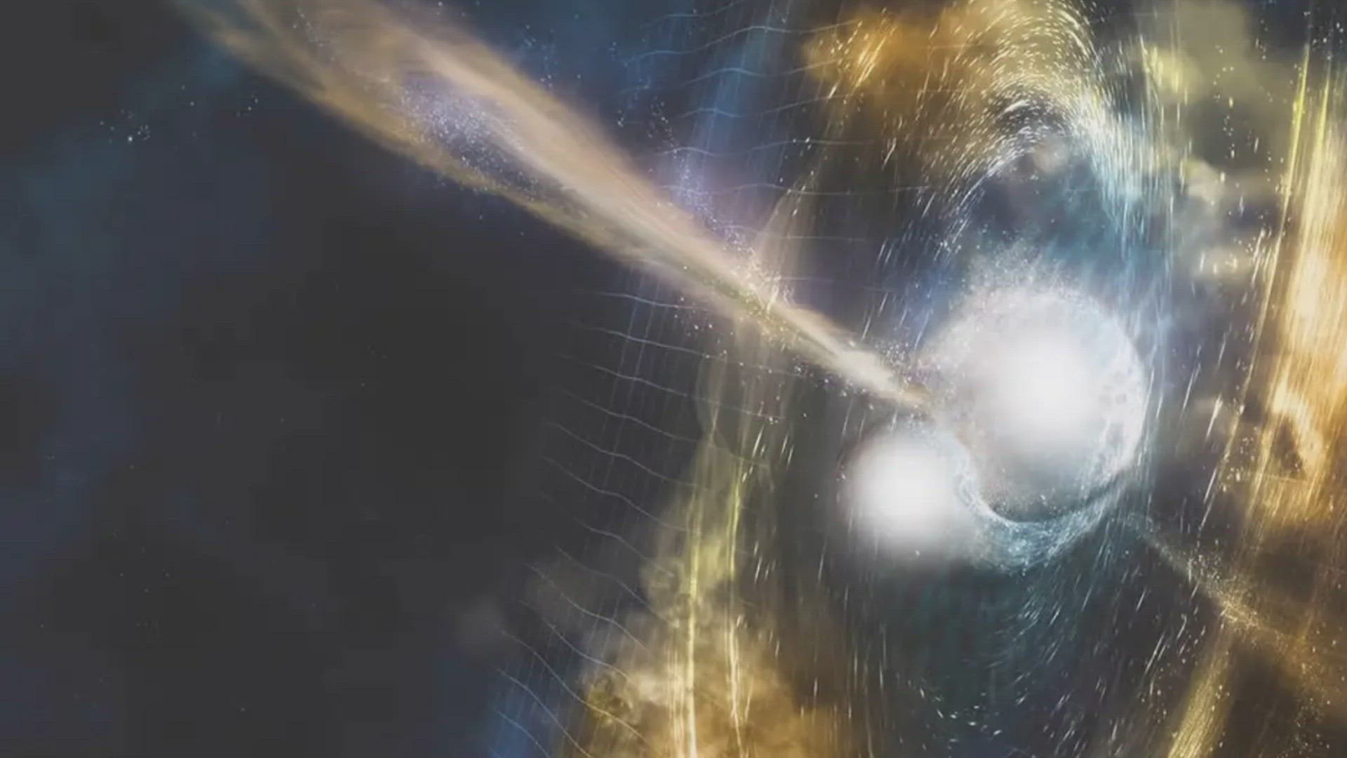 Video thumbnail for Hubble captures collision of neutron stars, forming a black hole and ‘birth atoms’
