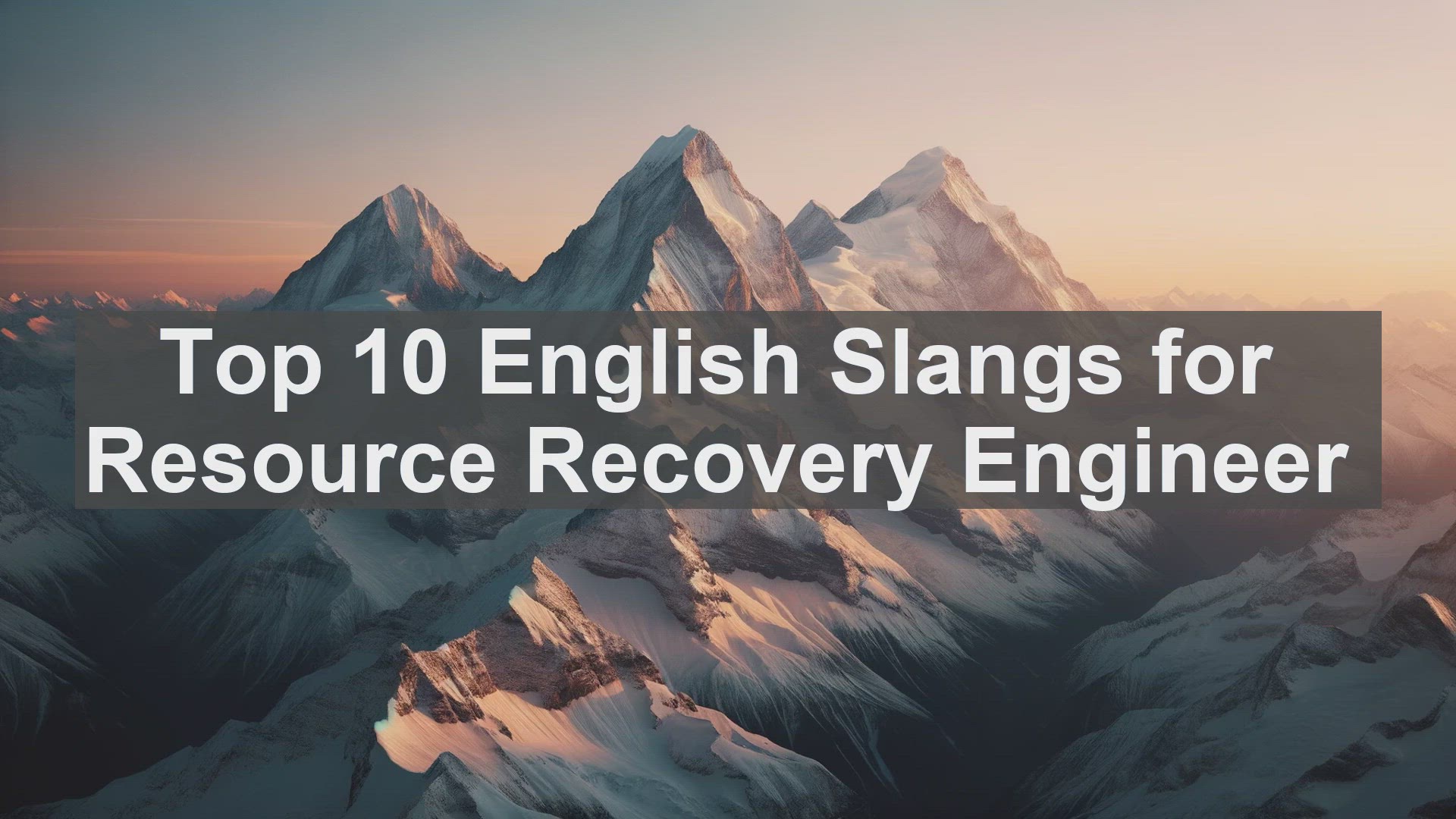 'Video thumbnail for Top 10 English Slangs for Resource Recovery Engineer'