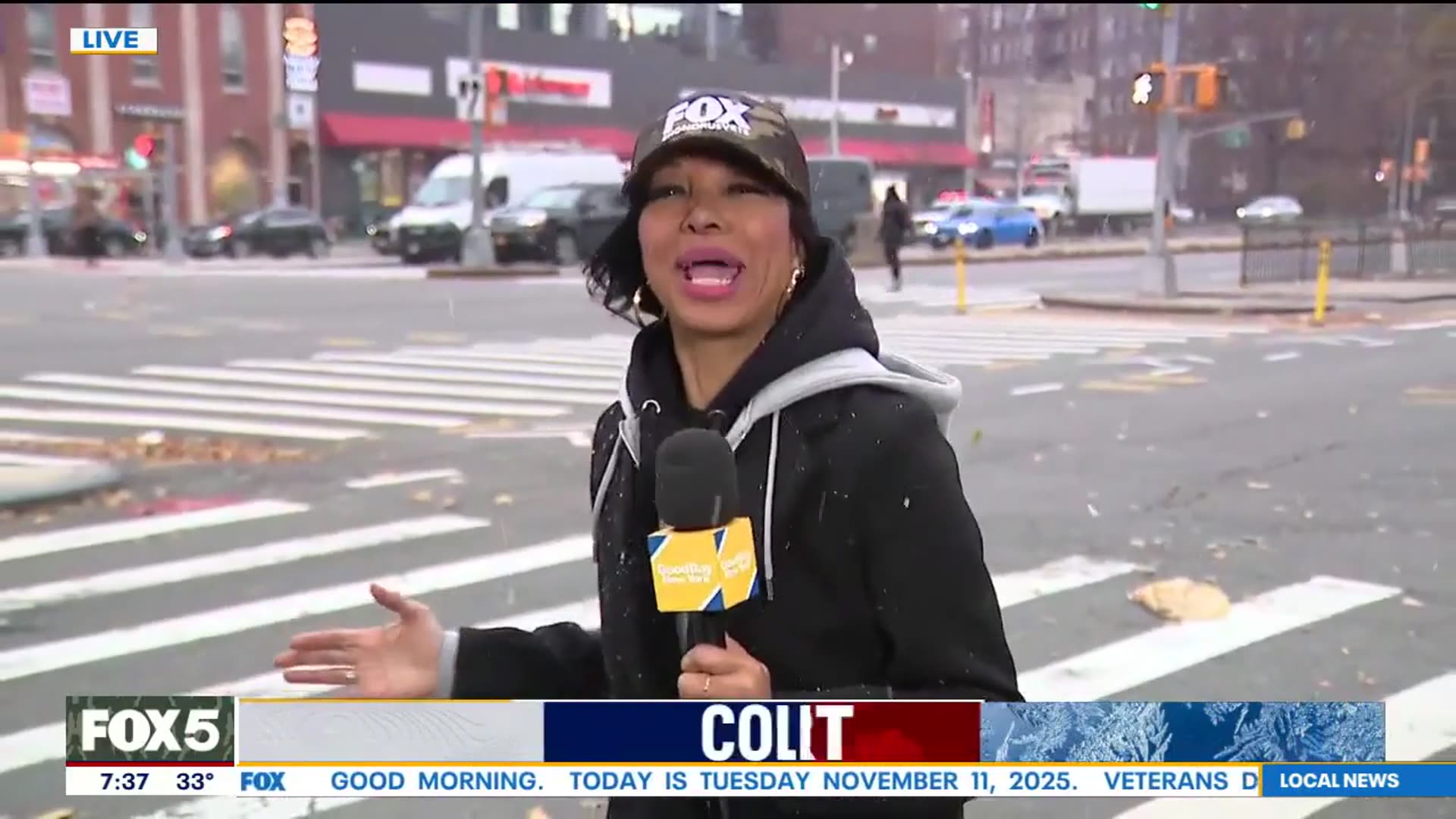 'Video thumbnail for Snow flurries hit NYC'