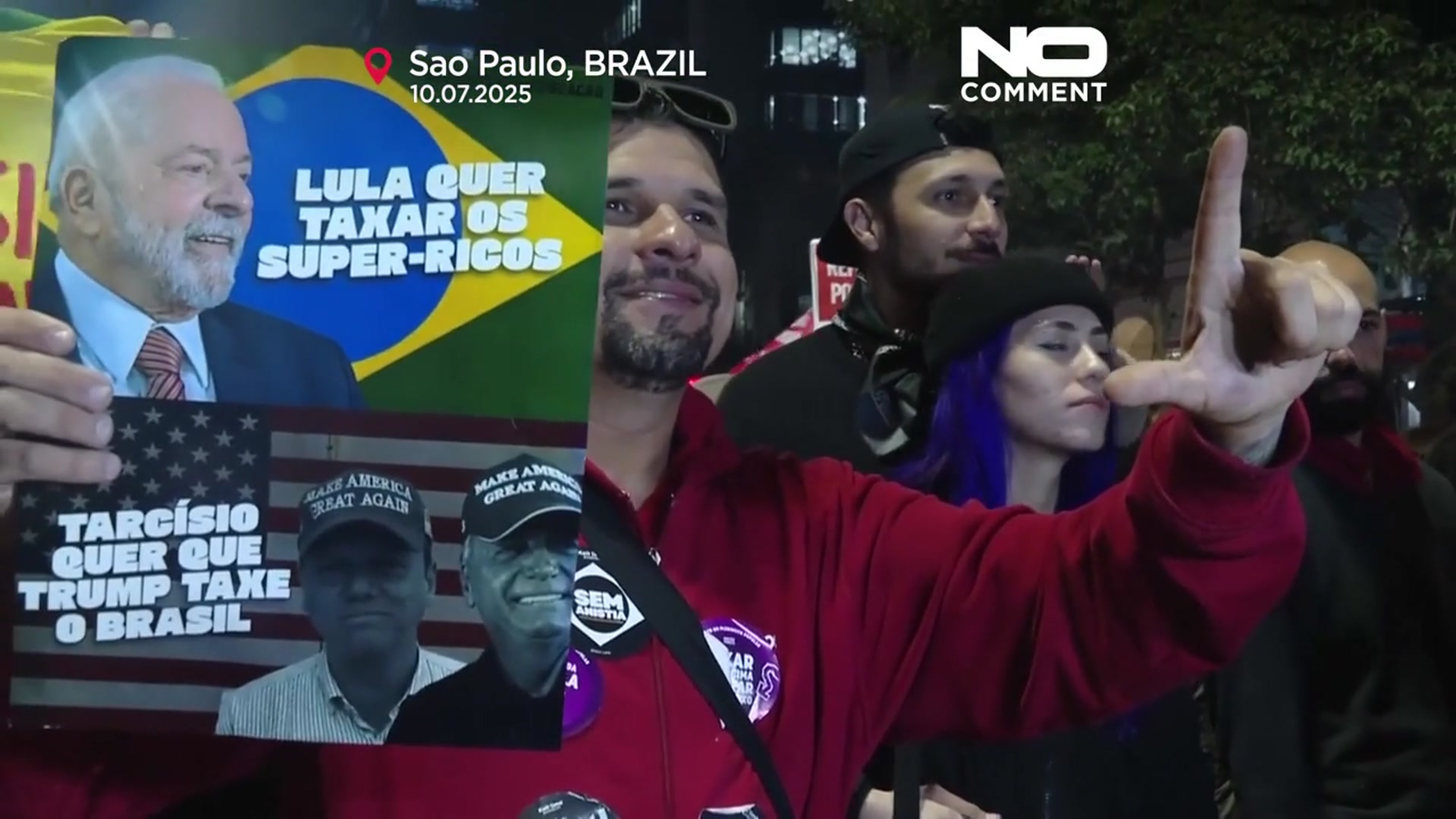 'Video thumbnail for Brazilian demonstrators rally against Trump and urge taxing the rich'