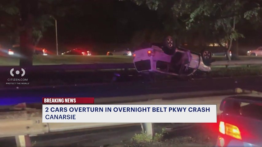 Video thumbnail for Overnight Belt Parkway crash overturns 2 vehicles in Canarsie