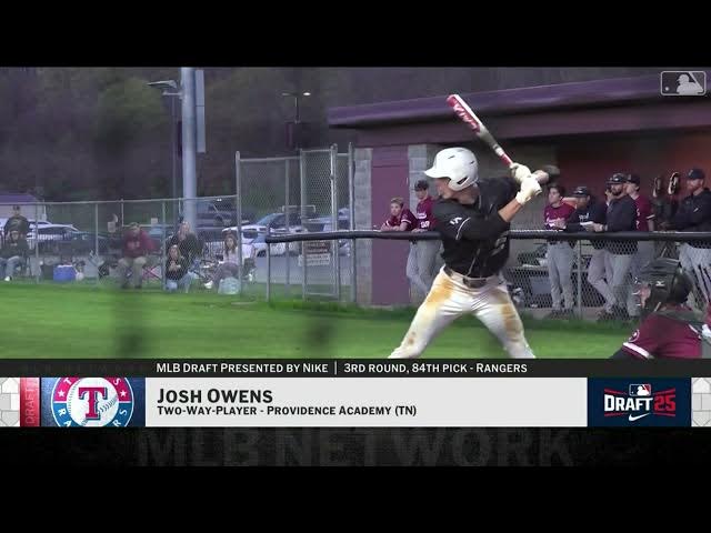 Video thumbnail for Texas Rangers Select Josh Owens with No. 84 Pick in 2025 MLB Draft