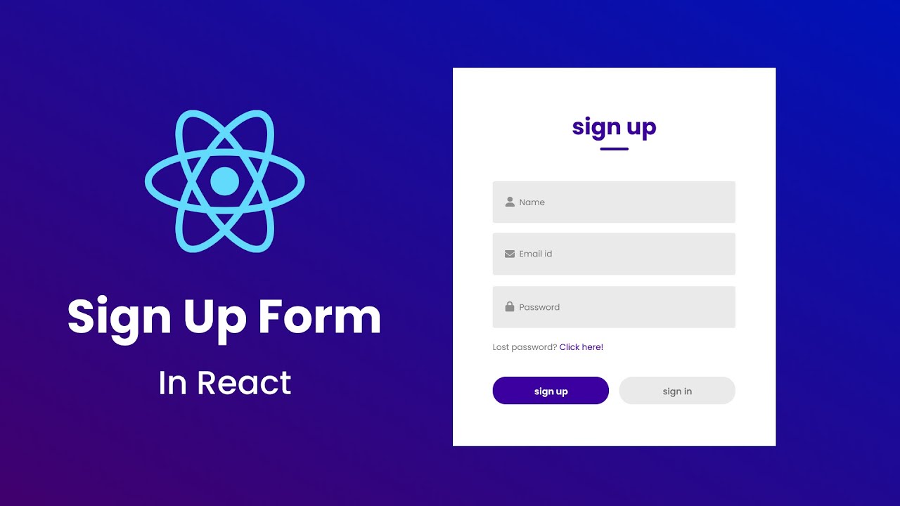 'Video thumbnail for How To Make Sign In & Sign Up Form Using React JS _ ReactJS Login & Registration Form'