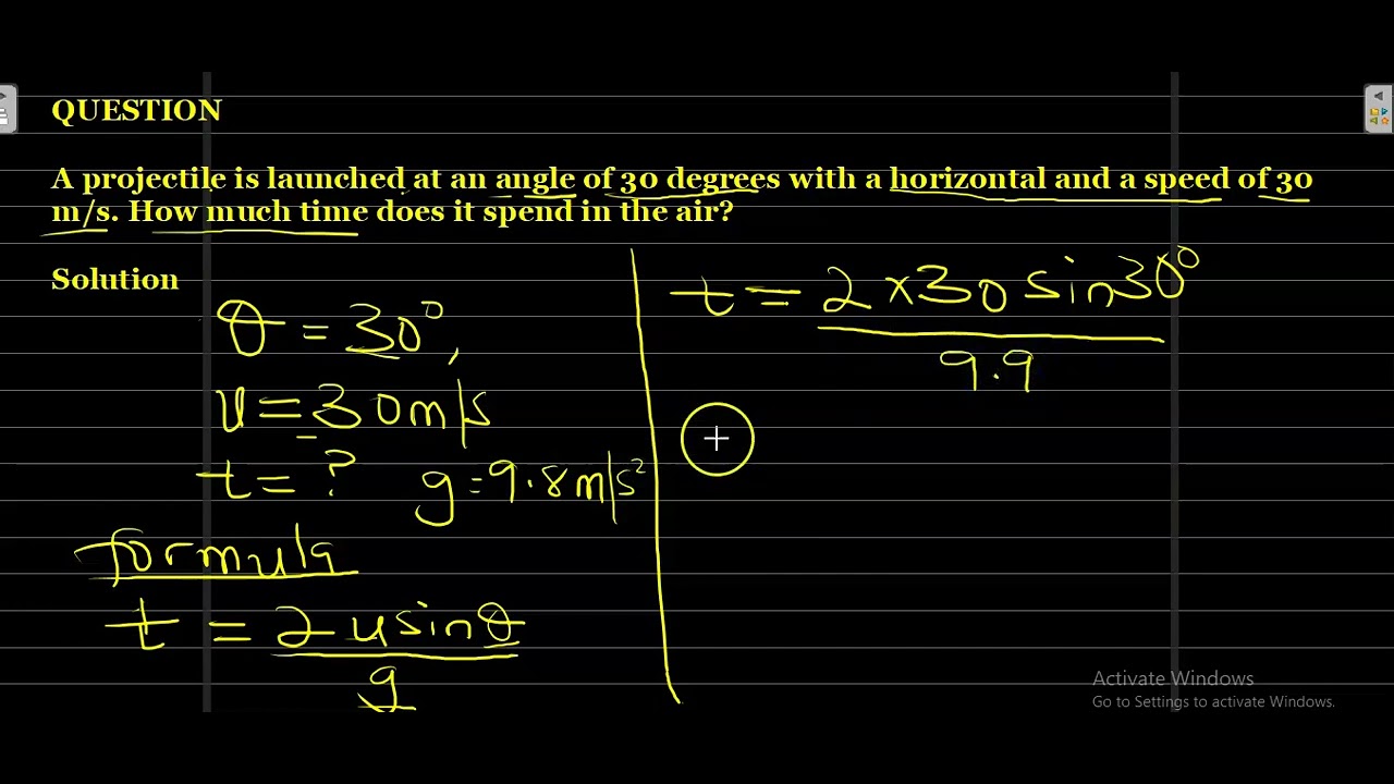 'Video thumbnail for A projectile is launched at an angle of 30'