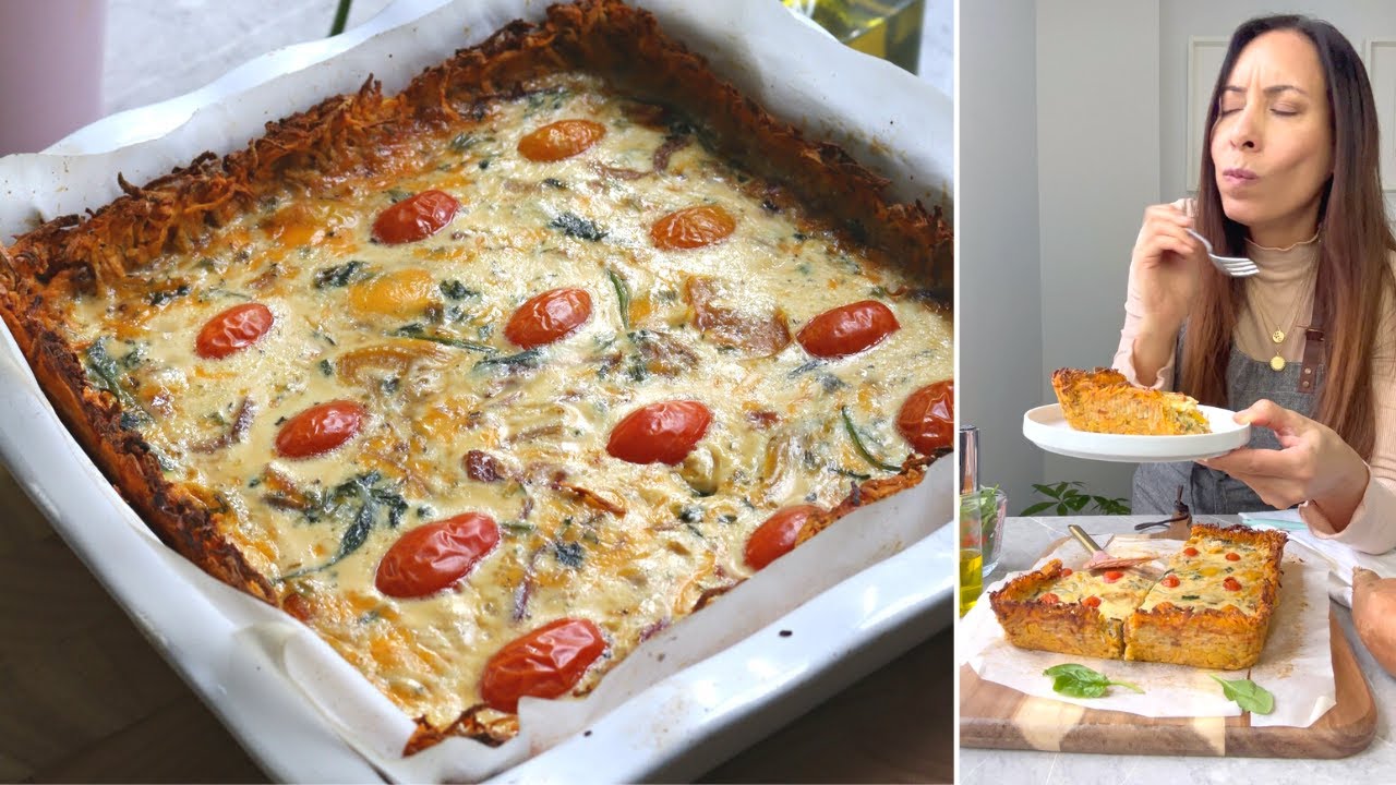 Video thumbnail for Quiche de vegetales y queso con base sin harinas