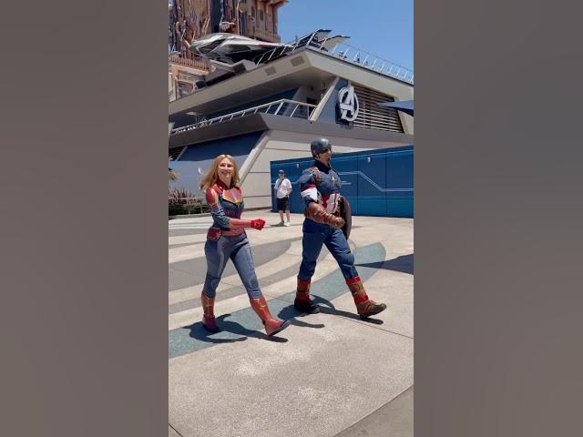 Video thumbnail for Captain Marvel & Captain America in Avengers Campus on the 4th of July