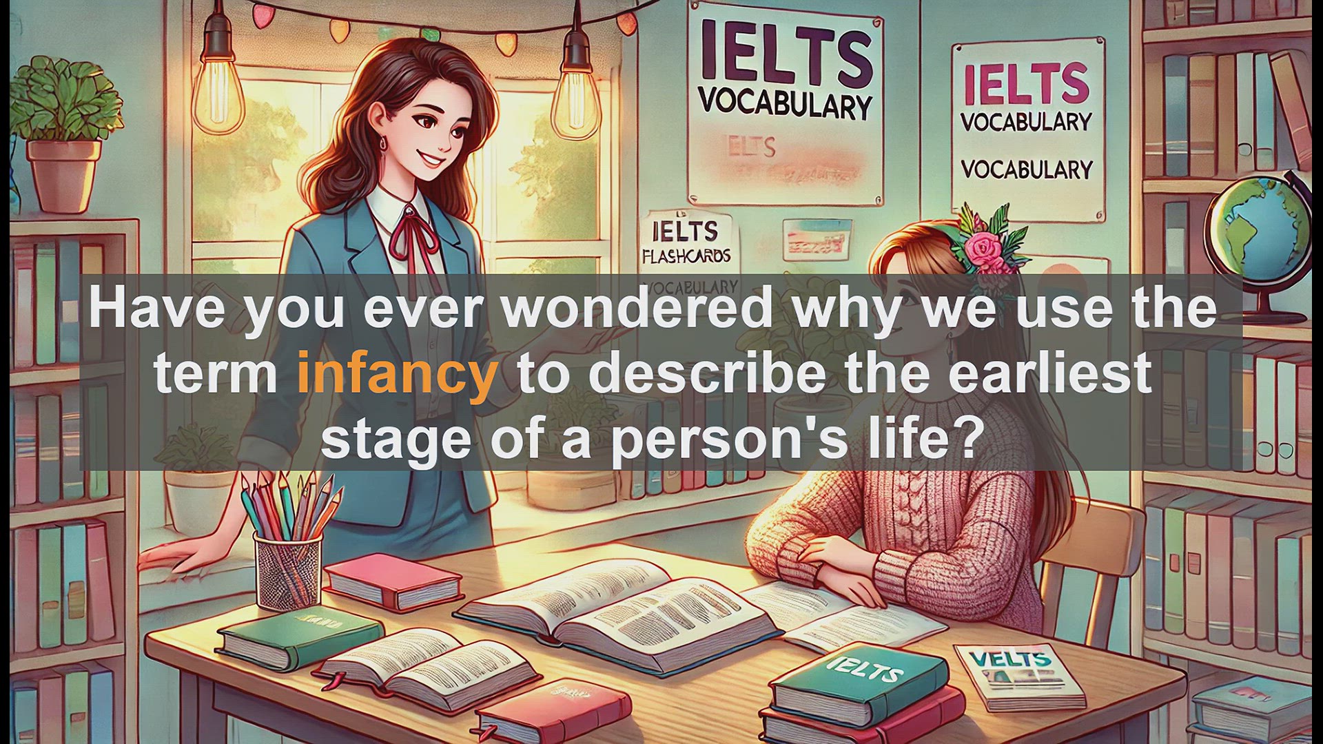 'Video thumbnail for 2500 Must Know IELTS 6.5 Vocabulary - Understanding 'Infancy': From Baby Talk to IELTS Success'