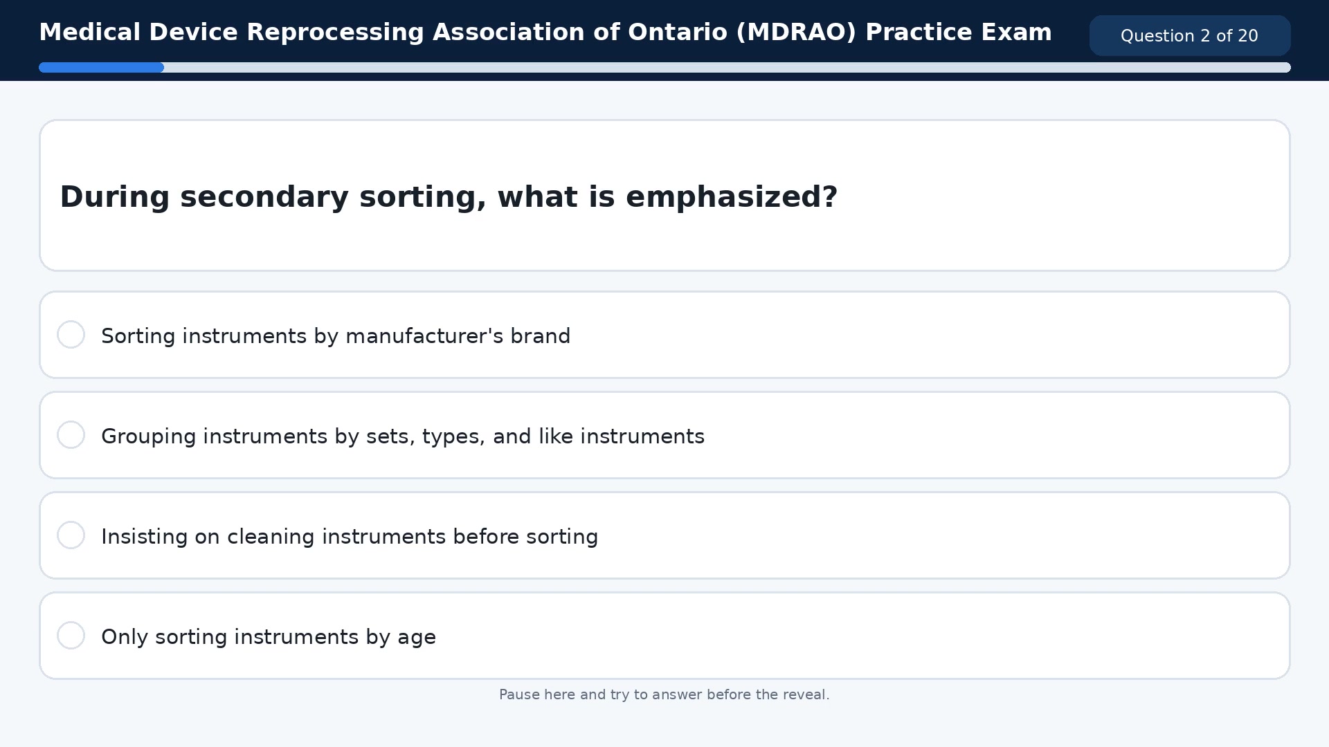 Video thumbnail for Medical Device Reprocessing Association of Ontario (MDRAO) Practice Exam