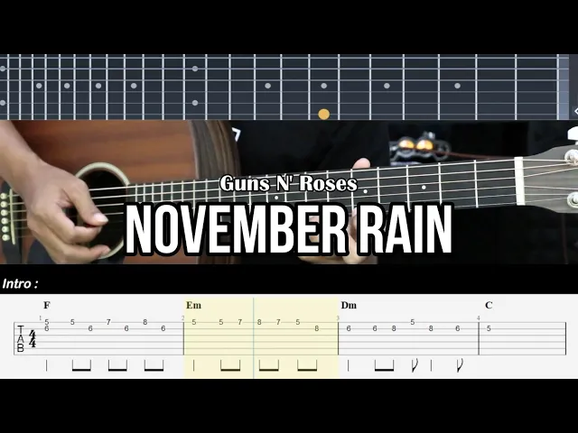 Video thumbnail for November Rain - Guns N' Roses | EASY Guitar Lessons TAB for Beginners - Guitar Tutorial