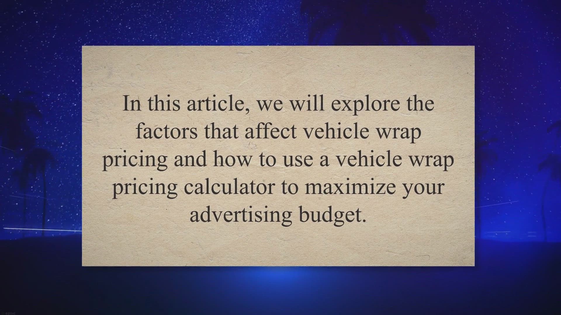 Video thumbnail for Understanding Vehicle Wrap Pricing with a Vehicle Wrap Pricing Calculator:Maximizing Your Advertising Budget