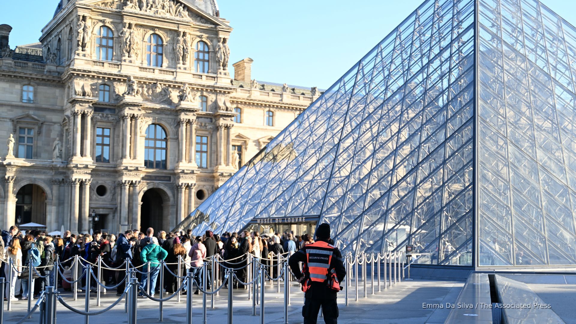 'Video thumbnail for Five more arrested in Louvre heist as police hunt for stolen jewels'