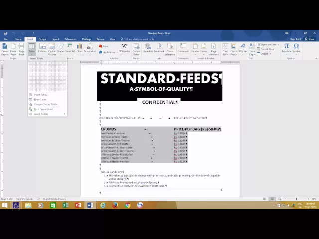 Video thumbnail for How to Convert Text to Tables in Microsoft Word 2016 Tutorial - Lesson 12