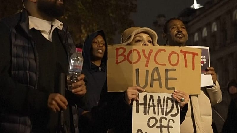 Video thumbnail for Protesters in London rally for Sudan as war reaches new deadly phase