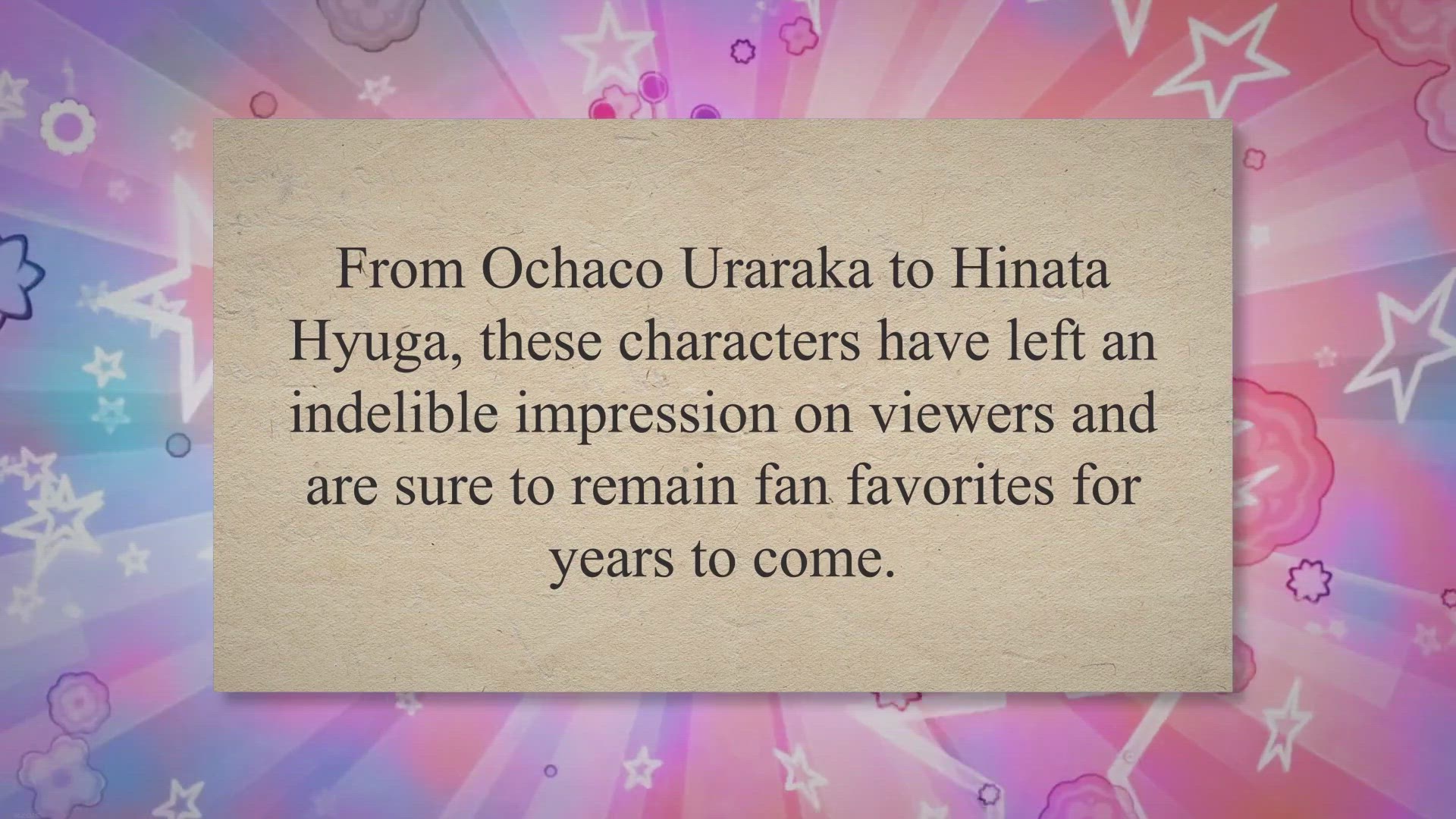 Video thumbnail for The Ultimate Guide to the Top 10 Most Popular Anime Girls: From Ochaco Uraraka to Hinata Hyuga