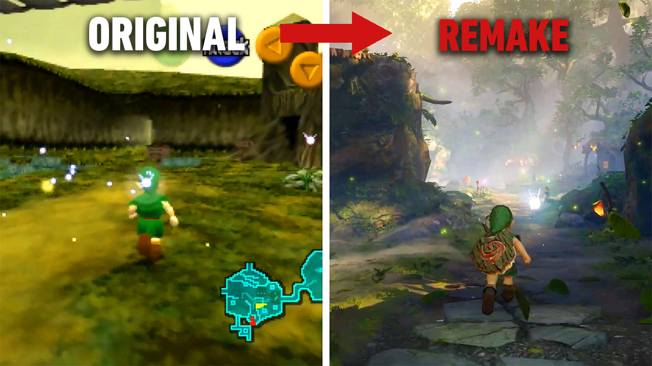 Video thumbnail for Zelda: Ocarina of Time Comparison - Remake Vs. N64 Original