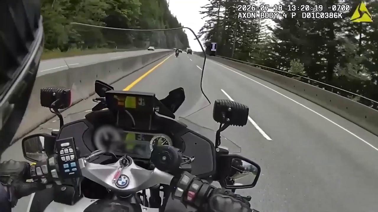 Video thumbnail for Canada: Rider Pulls Wheelie In Front Of Highway Patrol Then Loses Motorcycle.