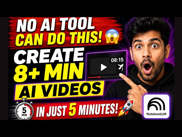 Video thumbnail for How to Create Long AI Videos with NotebookLM (8+ Minutes in 5 Minutes!)