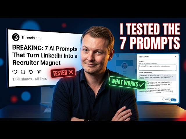 Video thumbnail for 🧪 I Tested Those "7 AI Prompts to Fix Your LinkedIn" — Here's What Actually Happened