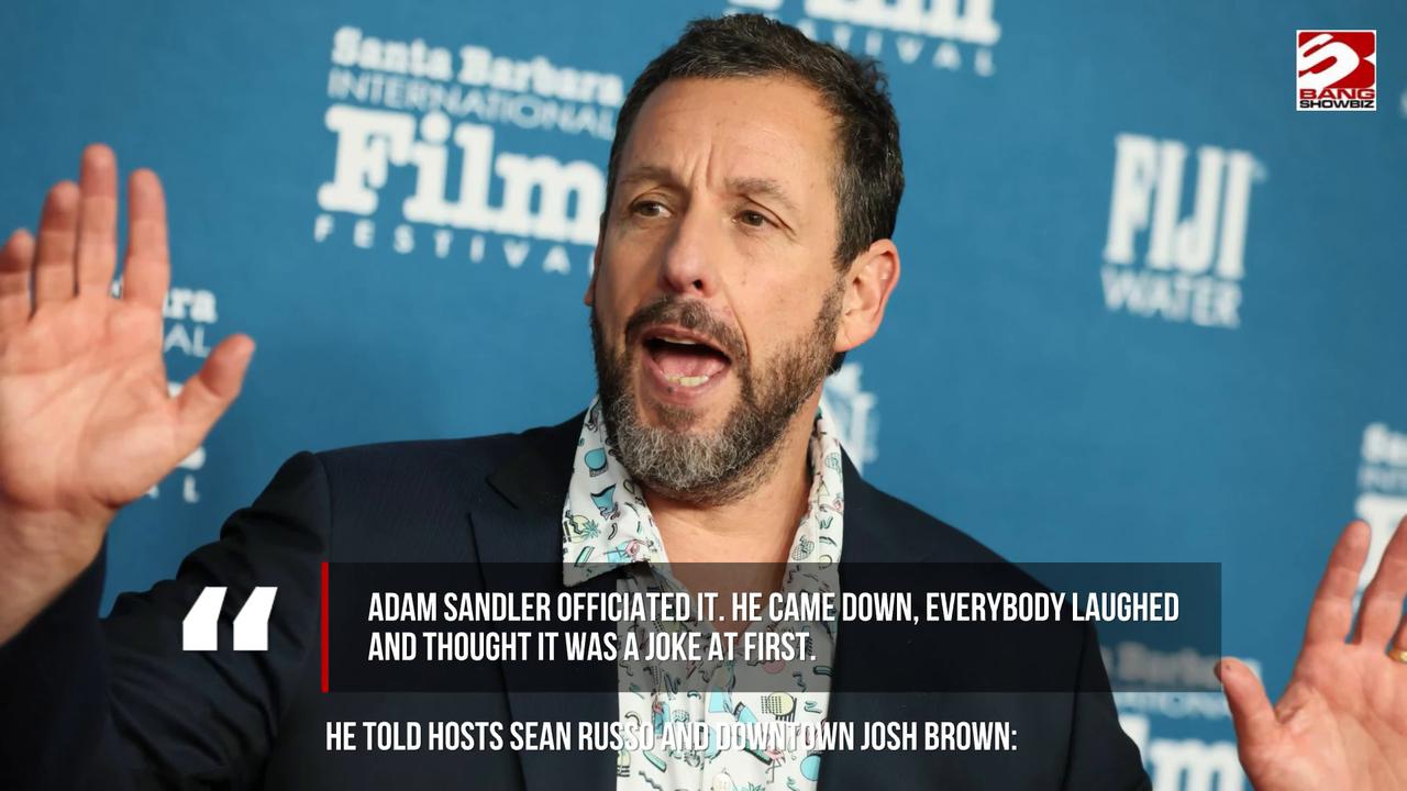 Video thumbnail for Taylor Swift and Travis Kelce's wedding guests initially thought Adam Sandler officiating was a joke