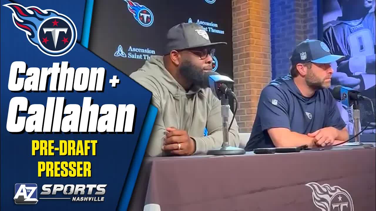 Video thumbnail for Titans GM Ran Carthon and HC Brian Callahan discuss 2024 NFL Draft plan