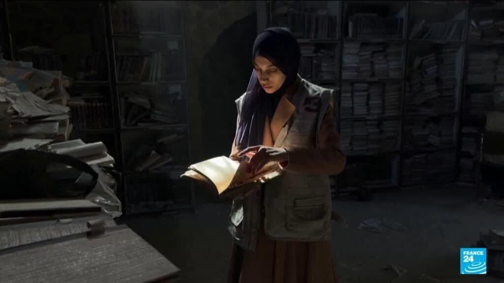 Video thumbnail for Gazans battle to salvage ancient books in war-ravaged mosque library