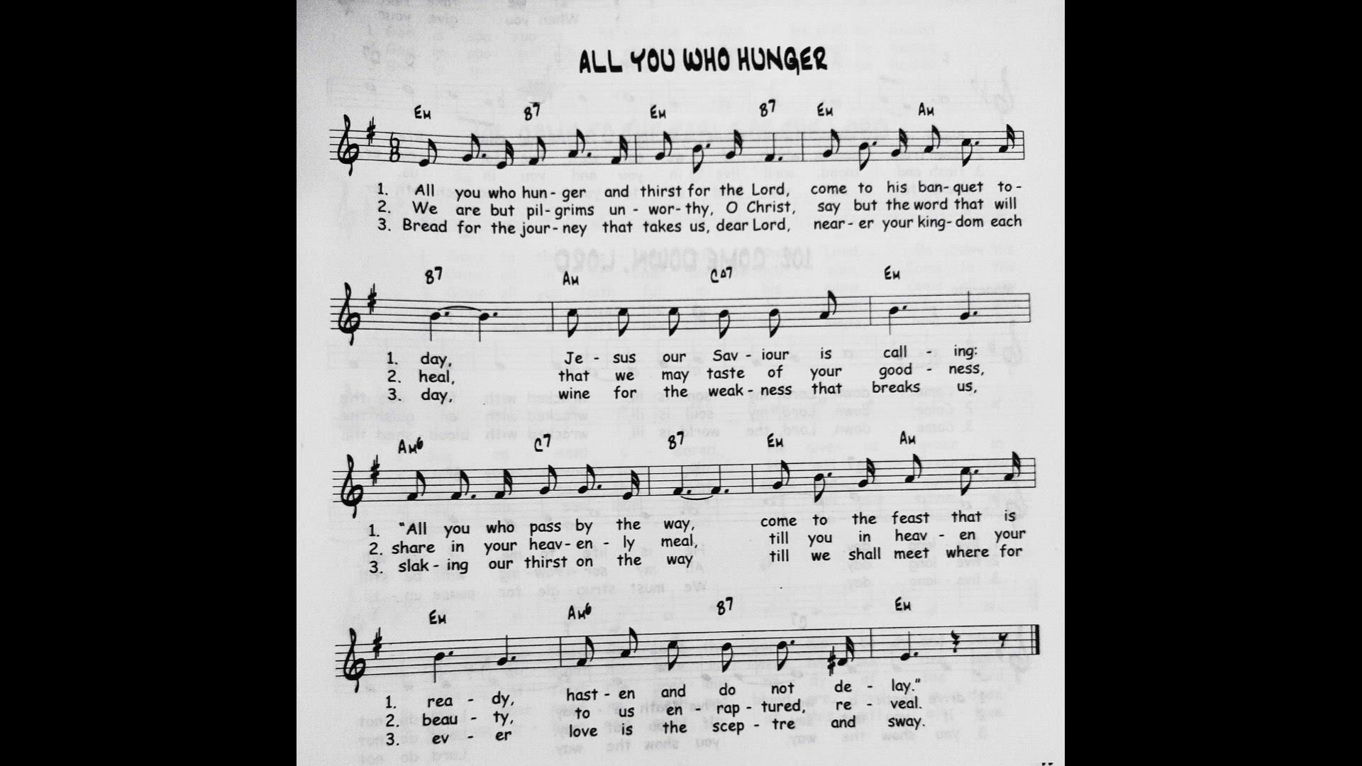 'Video thumbnail for All You Who Hunger - Catholic Mass Song Sheet Music'