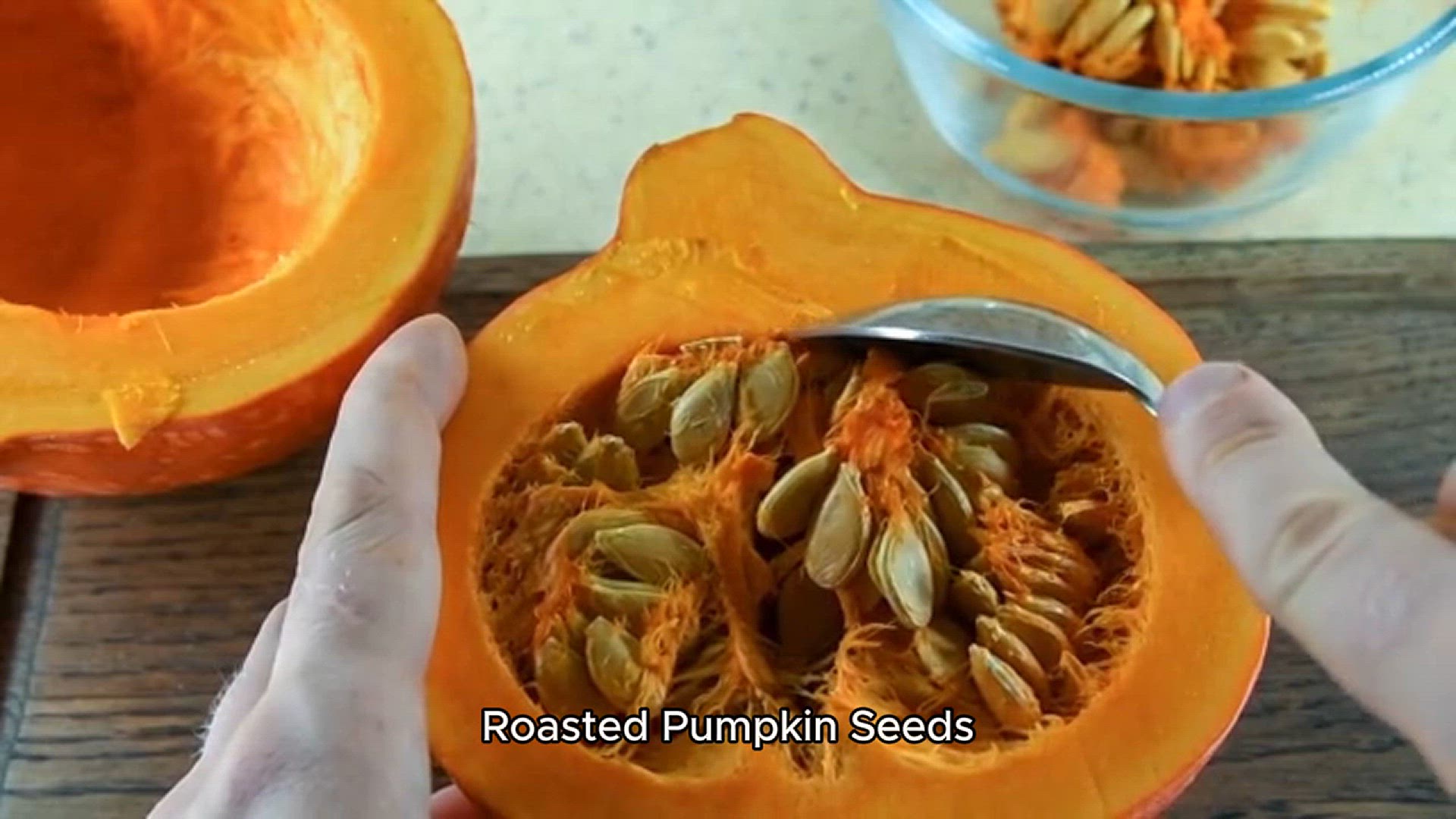 Video thumbnail for Roasted Pumpkin Seeds - pumpkin seed recipe