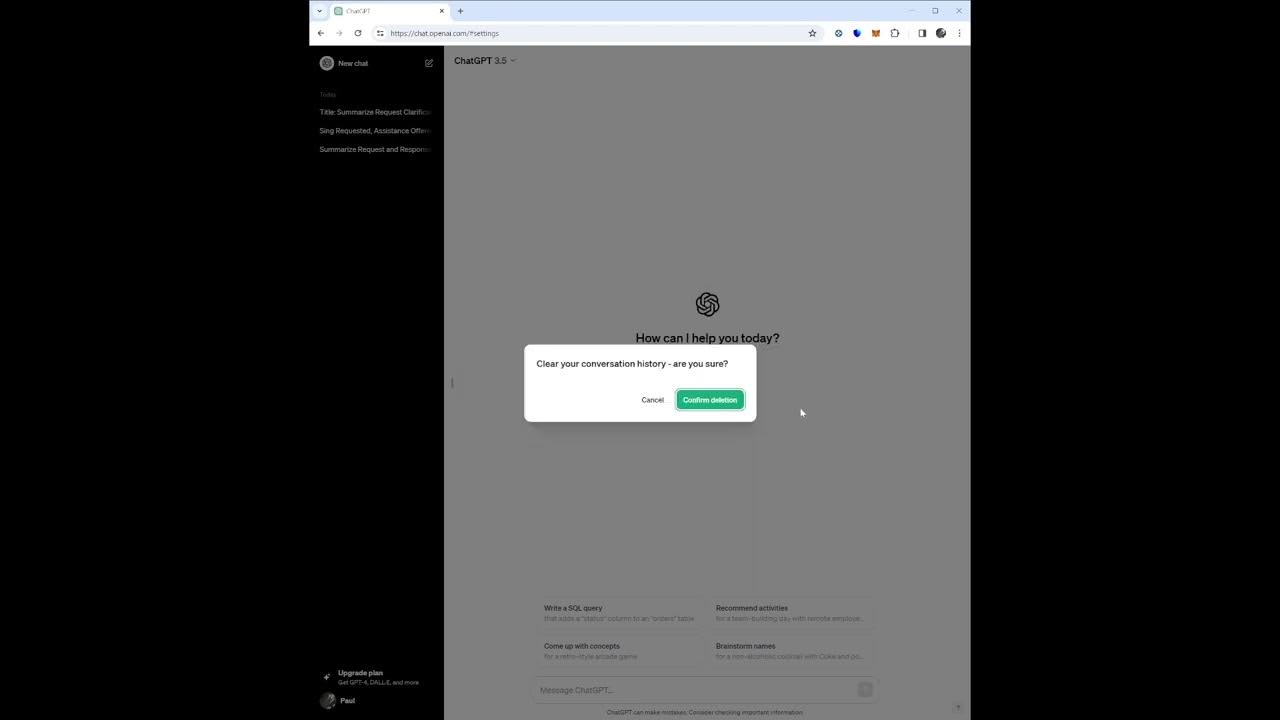 Video thumbnail for Effortless Chat Management: How to Delete All Chats at Once in ChatGPT