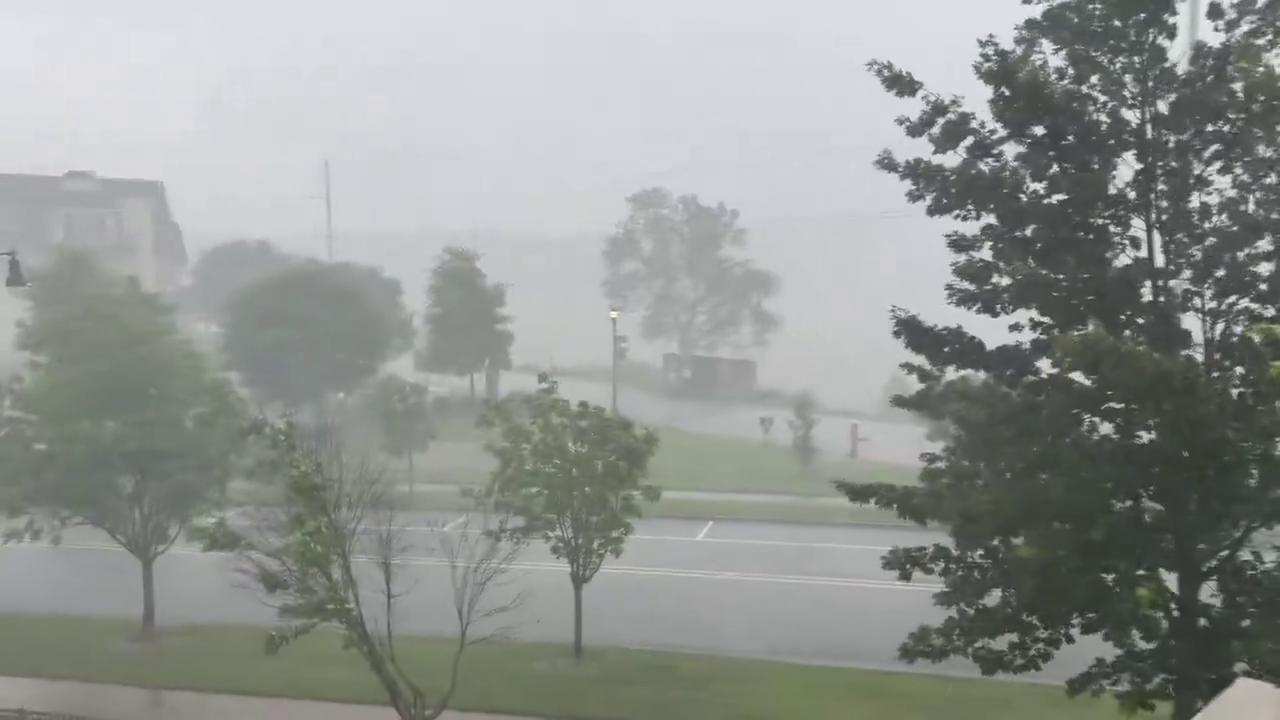 Video thumbnail for US: Heavy Rain and Strong Winds Hit North Little Rock, Arkansas.