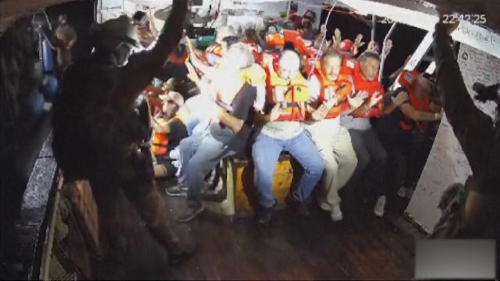 'Video thumbnail for Israeli forces storm Gaza-bound aid ship Handala in international waters'
