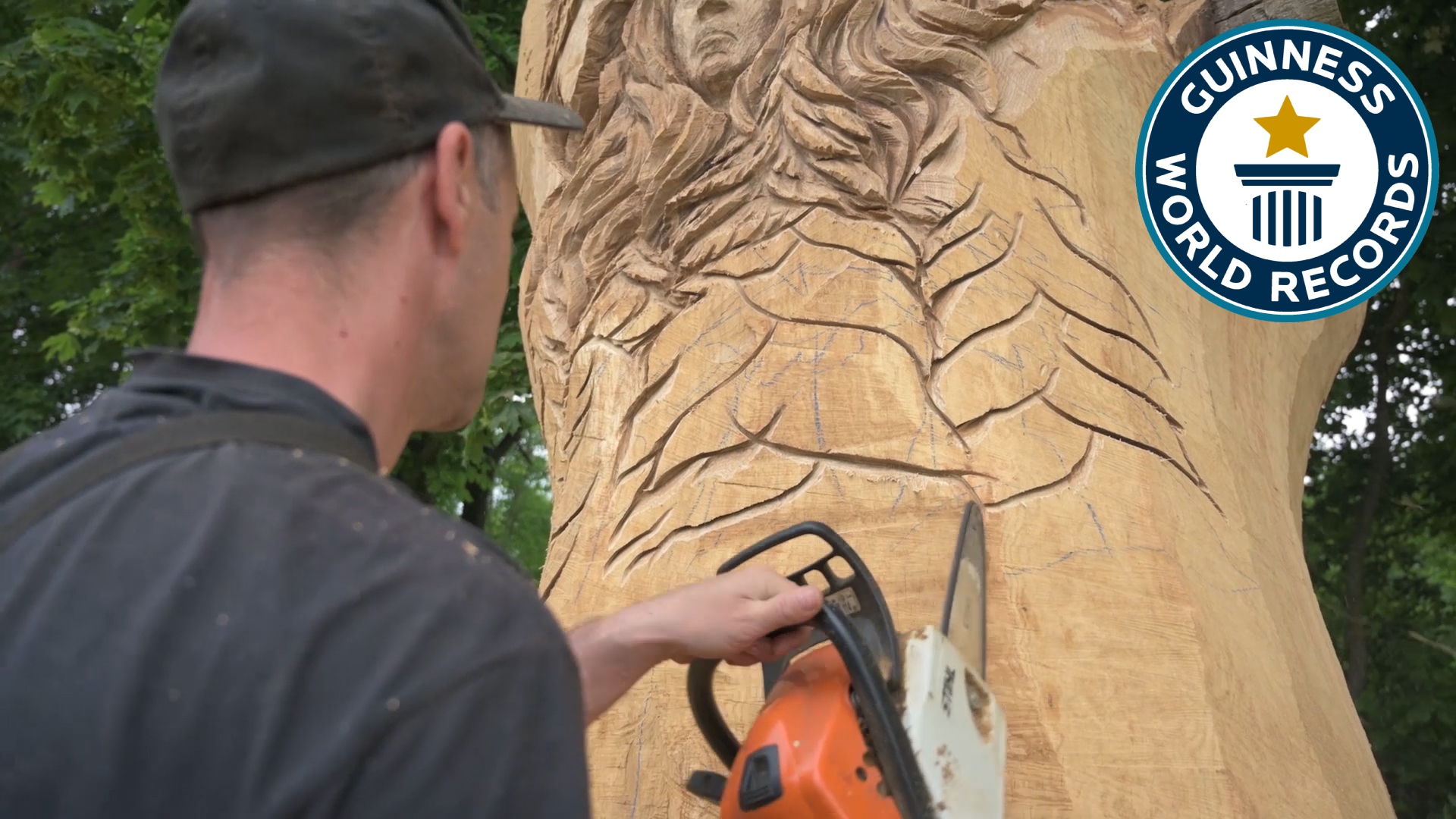 'Video thumbnail for Lithuanian artists create the world's tallest wooden sculpture'