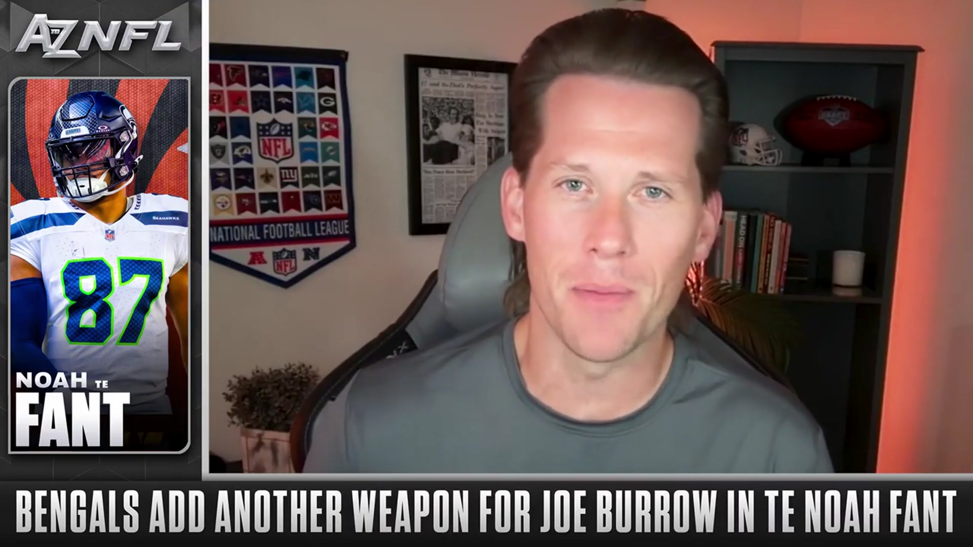 'Video thumbnail for a to z sports - nfl: noah fant's impact on joe burrow and the bengals' offense in 2025'