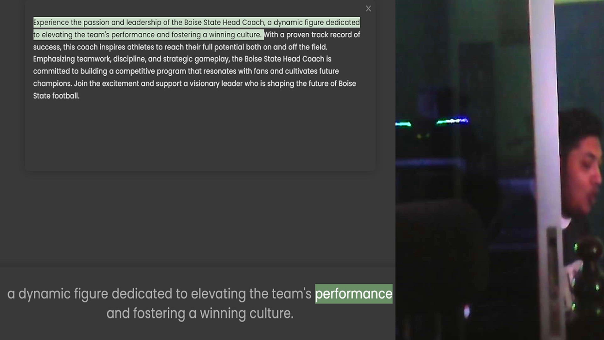 Video thumbnail for Experience the passion and leadership of the Boise State Head Coach, a dynamic figure dedicated to elevating the team's performance and fostering a winning culture. With a proven track record of success, this coach inspires athletes to re