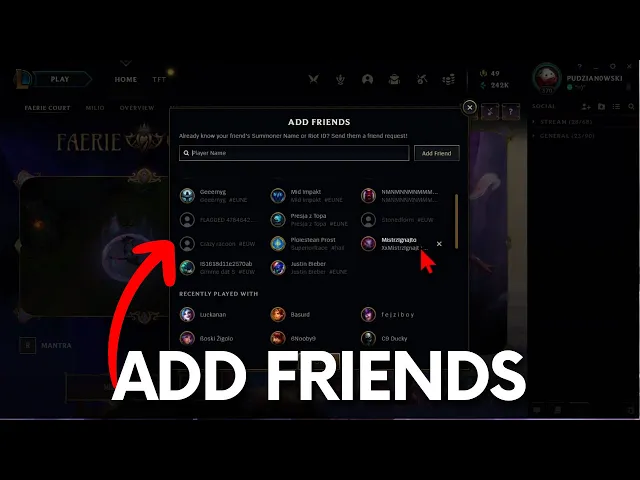 Video thumbnail for How to Add Friends in League of Legends - Invite Player to Friend List in LOL