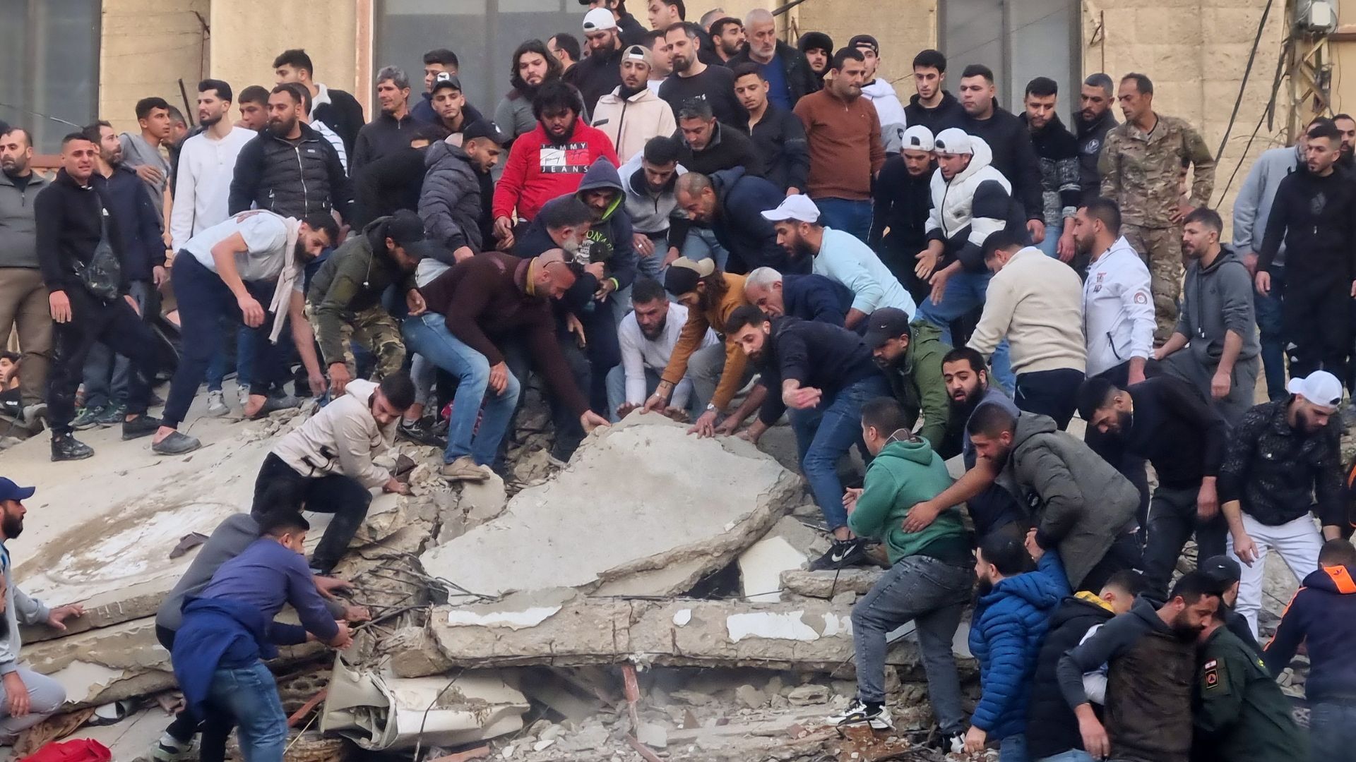Video thumbnail for At least six dead, several buried under rubble after building collapses in northern Lebanon