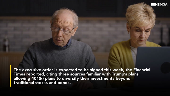 'Video thumbnail for Trump Plans Executive Order To Add Crypto To 401(k) Menus—$8.7 Trillion Retirement Market Poised For Bitcoin, Ethereum'