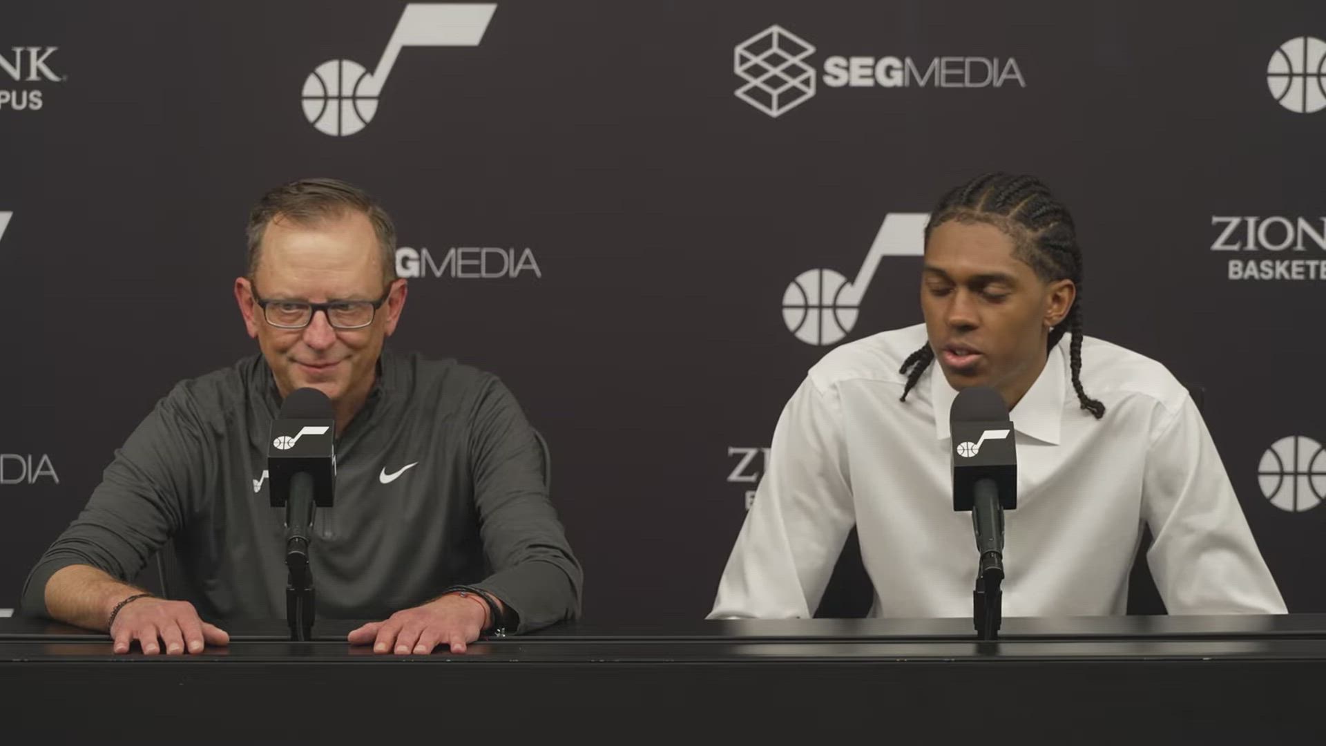 Video thumbnail for Jazz First-Rounder Cody Williams Dishes on Draft Experience