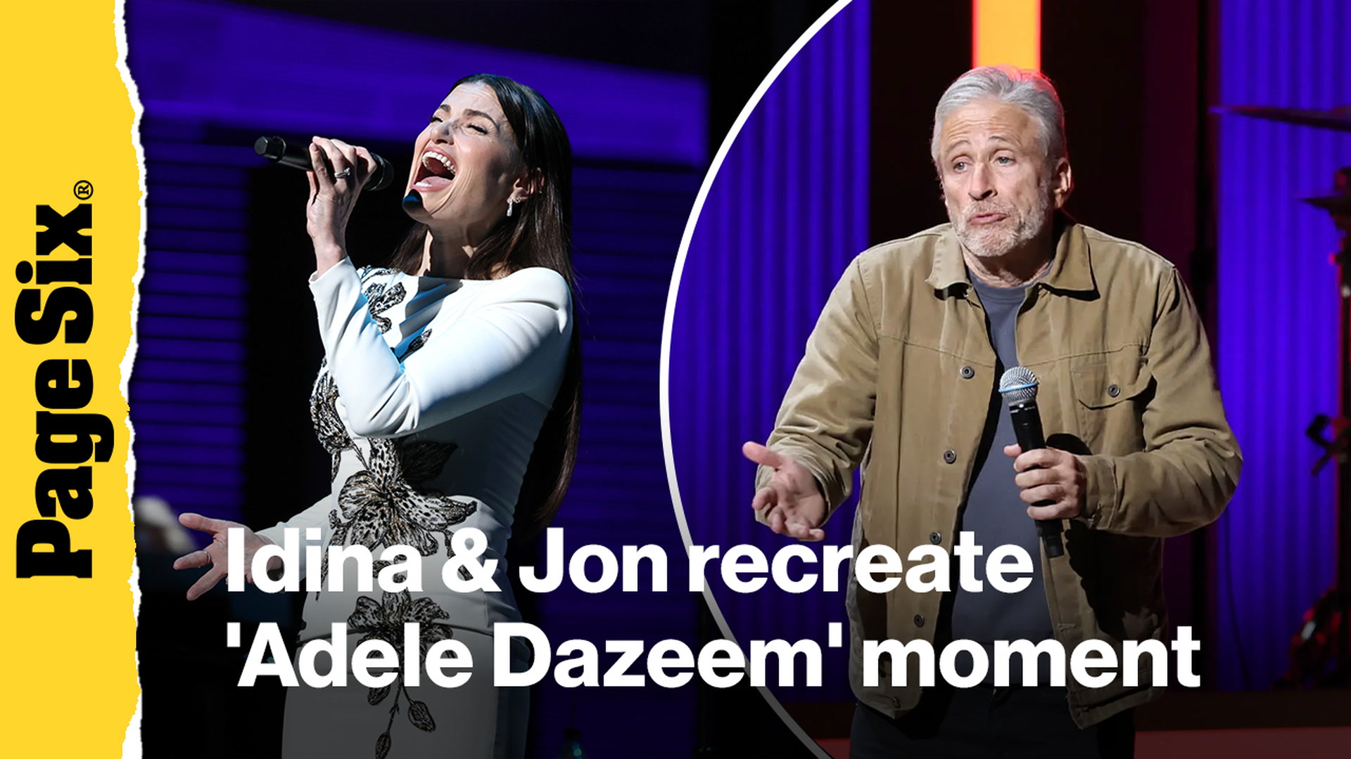 Video thumbnail for Idina Menzel and Jon Stewart recreate the Oscars 'Adele Dazeem' moment